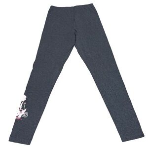 Adidas Womens Heather Gray Leggings Floral Athletic Leisure Women Size M